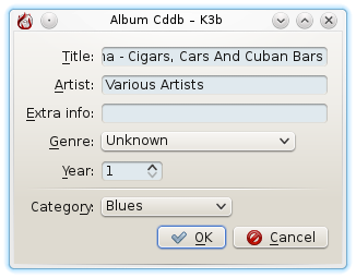 k3b Edit Album Info